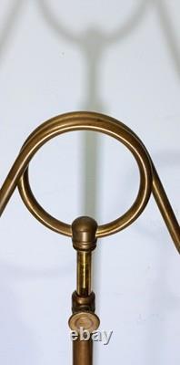 Antique Large Double Arm Adjustable Brass Lamp 24 35 Tall, Cut Glass Shades