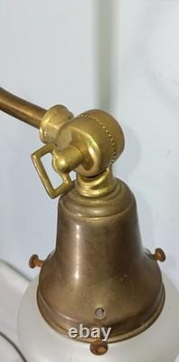 Antique Large Double Arm Adjustable Brass Lamp 24 35 Tall, Cut Glass Shades