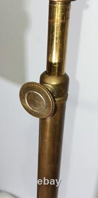 Antique Large Double Arm Adjustable Brass Lamp 24 35 Tall, Cut Glass Shades