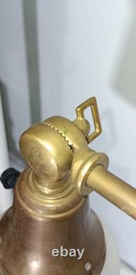 Antique Large Double Arm Adjustable Brass Lamp 24 35 Tall, Cut Glass Shades