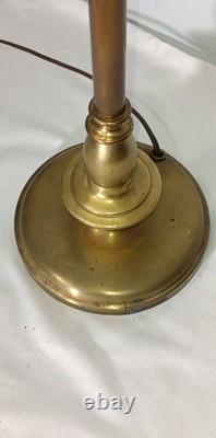 Antique Large Double Arm Adjustable Brass Lamp 24 35 Tall, Cut Glass Shades