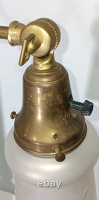 Antique Large Double Arm Adjustable Brass Lamp 24 35 Tall, Cut Glass Shades