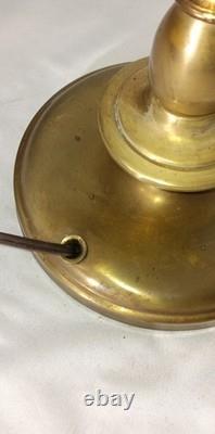 Antique Large Double Arm Adjustable Brass Lamp 24 35 Tall, Cut Glass Shades