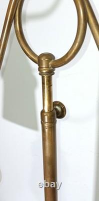 Antique Large Double Arm Adjustable Brass Lamp 24 35 Tall, Cut Glass Shades