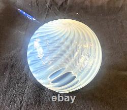 Antique Large Opalescent Swirl Glass Globe Lamp Shade