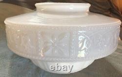 Antique Large Patterned White Milk Glass Art Deco Dome Ceiling Light Shade swag