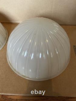 Antique Light Shade Original 2 Ceiling Flush Mount Railroad Car Clam Shell 1910
