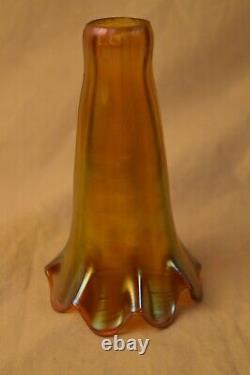 Antique Louis Comfort Tiffany Gold Aurene Iridescent Glass Lamp Shade Tulip Lct