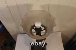 Antique Metal Gas Table Lamp Newel Post Cherub Miller Co Frosted Glass Shade