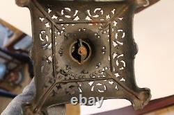 Antique Metal Gas Table Lamp Newel Post Cherub Miller Co Frosted Glass Shade