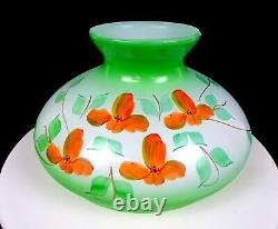 Antique Milk Glass Poppy Flowered Tam-o-shanter Style Lamp Shade 9 7/8 Fitter
