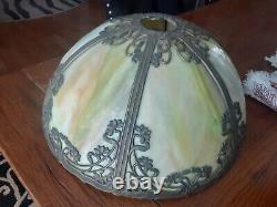 Antique Miller Art Nouveau 6 panel Slag glass Table lamp shade