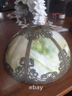 Antique Miller Art Nouveau 6 panel Slag glass Table lamp shade