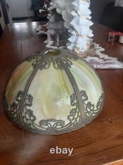 Antique Miller Art Nouveau 6 panel Slag glass Table lamp shade