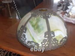 Antique Miller Art Nouveau 6 panel Slag glass Table lamp shade