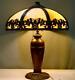 Antique Miller Lamp With Slag Glass Shade And Brass Body