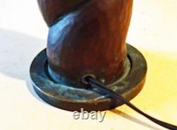 Antique Mission Arts & Crafts Hammered Lamp & Vintage Stain Glass Leaded Shade