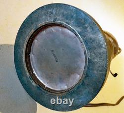 Antique Mission Arts & Crafts Hammered Lamp & Vintage Stain Glass Leaded Shade
