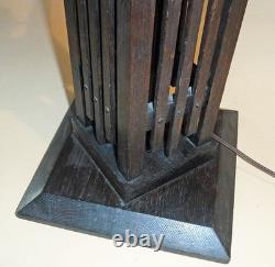 Antique Mission Arts Crafts Oak Mica Lamp Roycroft Stickley Handel Era, 1910