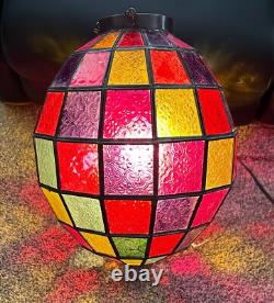 Antique Multicolor Lead Framed Hanging Glass Globe