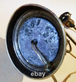 Antique Nouveau Arts Crafts Handel Era Stain Leaded Glass Shade Brass Lamp, 1900