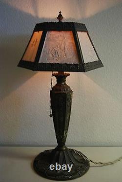 Antique Old Lithophane Shade Table Gwtw Electric Boudoir Victorian Parlor Lamp