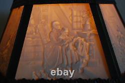 Antique Old Lithophane Shade Table Gwtw Electric Boudoir Victorian Parlor Lamp