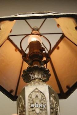 Antique Old Lithophane Shade Table Gwtw Electric Boudoir Victorian Parlor Lamp