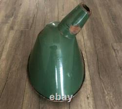 Antique Original Large Green Porcelain Light Shade With Fixture Gas Station