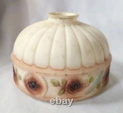 Antique Painted 2 Glass Lamp Shade Pink White Floral Victorian Style Replacement