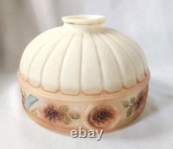 Antique Painted 2 Glass Lamp Shade Pink White Floral Victorian Style Replacement