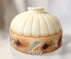 Antique Painted 2 Glass Lamp Shade Pink White Floral Victorian Style Replacement