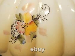 Antique Painted Milk Glass Lamp Shade Parlor Student Lamp Flowers 10 fitter