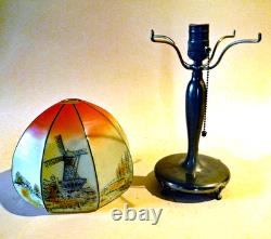 Antique Pairpoint Arts & Crafts Boudoir Accent Lamp Obverse Painted Shade, 1910