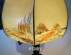 Antique Pairpoint Arts & Crafts Boudoir Accent Lamp Obverse Painted Shade, 1910