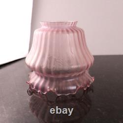 Antique Pink Floral Etch Crystal Glass Replacement Shade Crimp Top 3.5 Fitter
