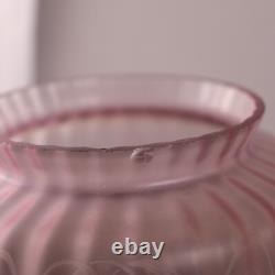 Antique Pink Floral Etch Crystal Glass Replacement Shade Crimp Top 3.5 Fitter