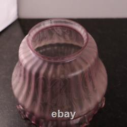 Antique Pink Floral Etch Crystal Glass Replacement Shade Crimp Top 3.5 Fitter