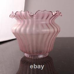 Antique Pink Floral Etch Crystal Glass Replacement Shade Crimp Top 3.5 Fitter