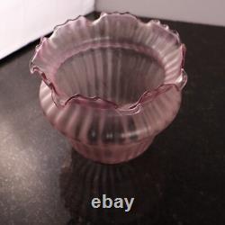 Antique Pink Floral Etch Crystal Glass Replacement Shade Crimp Top 3.5 Fitter