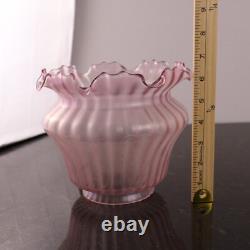 Antique Pink Floral Etch Crystal Glass Replacement Shade Crimp Top 3.5 Fitter