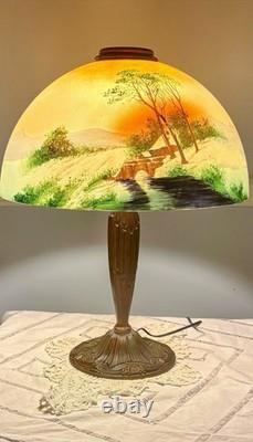 Antique Pittsburg Glass Co Obverse Painted Glass Shade #2051