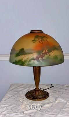 Antique Pittsburg Glass Co Obverse Painted Glass Shade #2051