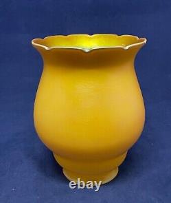 Antique Quezal Floriform Art Nouveau Glass Shade Rare Apricot Orange Yellow Mint