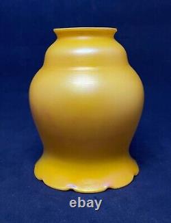 Antique Quezal Floriform Art Nouveau Glass Shade Rare Apricot Orange Yellow Mint