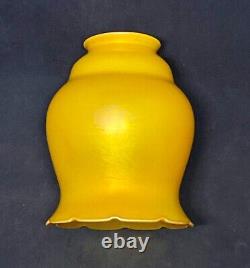 Antique Quezal Floriform Art Nouveau Glass Shade Rare Apricot Orange Yellow Mint