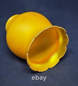 Antique Quezal Floriform Art Nouveau Glass Shade Rare Apricot Orange Yellow Mint