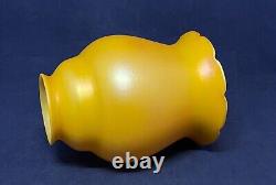 Antique Quezal Floriform Art Nouveau Glass Shade Rare Apricot Orange Yellow Mint