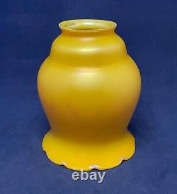 Antique Quezal Floriform Art Nouveau Glass Shade Rare Apricot Orange Yellow Mint