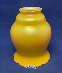 Antique Quezal Floriform Art Nouveau Glass Shade Rare Apricot Orange Yellow Mint